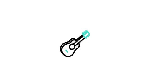 Animated Flat Design Guitar and Music Note Icon