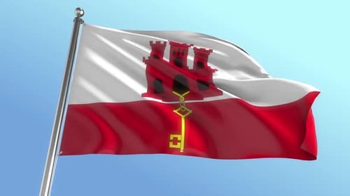 Realistic Waving Flag of Gibraltar