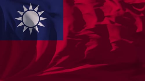 Realistic Taiwan Flag Waving in Wind Loop