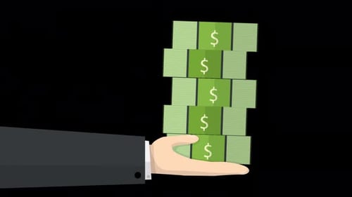 Hand Holds Dollar Bills 4K On Alpha Channel