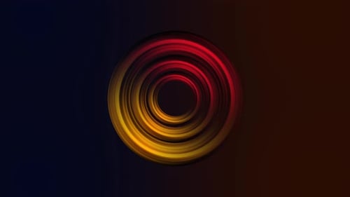 Rotating Abstract Tunnel of Red and Yellow Rings
