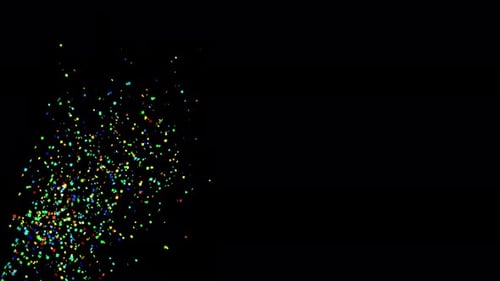 Animación de explosión de confeti sobre un fondo transparente. Animación de confeti en color 3D.
