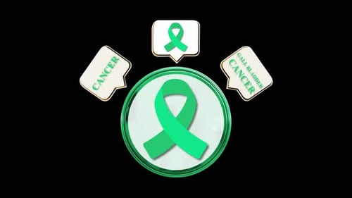 Ribbon Cancer Modern Circle Icon Loop Animation