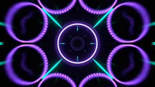 Turquoise And Purple Stobe Tunnel Path Of Neon Background VJ Loop In 4K