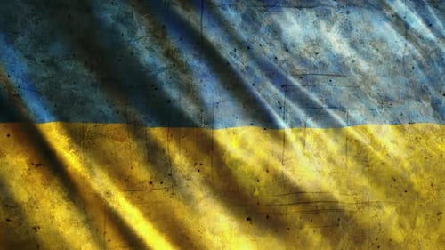Waving Grunge Ukrainian Flag Animation