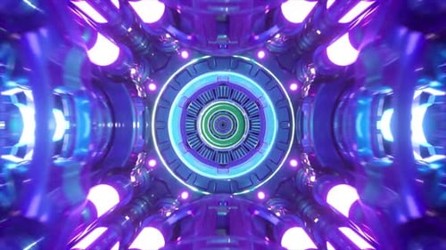 Futuristic Abstract Sci-Fi Tunnel Flight Seamless Looping Background