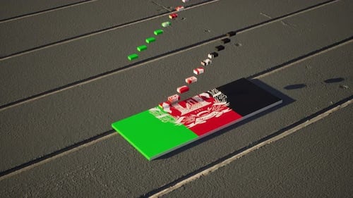 Afghanistan Flag Reveal With 3D Domino Blocks Animation