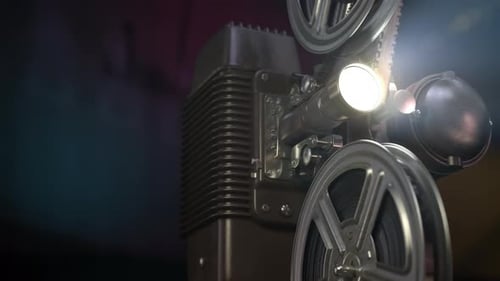 Old Vintage Movie Projector Film Cinema Projector with Flashing Lights