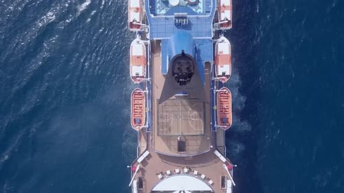 Cruise ship sailing across The Mediterranean sea - Aerial footage