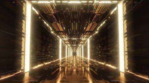 Futuristic Glowing Tunnel with Abstract Patterns