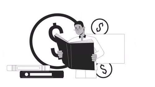 Financial Education Bw Outline 2D Animation