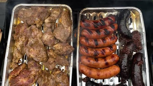 Close Up of Delicious Grilled Meats, Sausages