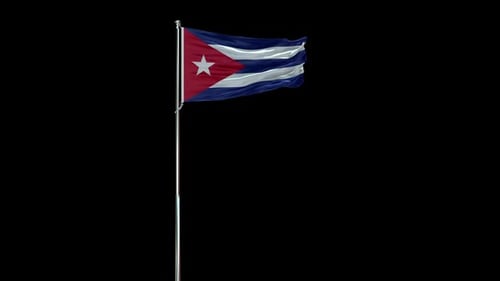 Realistic Cuban Flag Waving on Pole Looping Animation