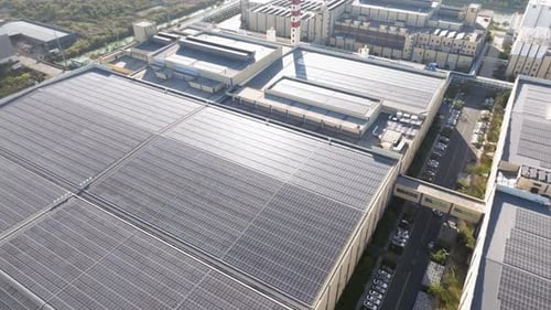 Solar power station on factory rooftop