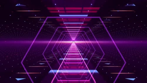 Colourful Neon Tunnel Background Loop