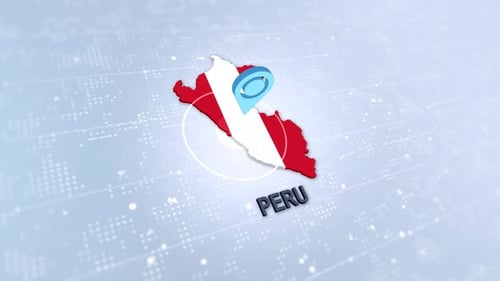 Animated 3D Map of Peru with Flag and Location Pin