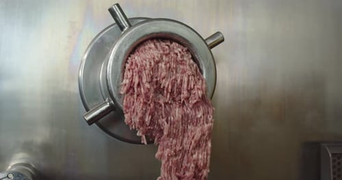 Industrial Meat Processing Machine in a Factory Meat Processing Plant Concept