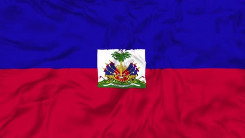 Waving Haiti Flag Loop Animation with Realistic Fabric Motion