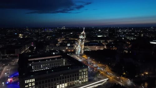 Aerial view of Berlin city centre (Berliner Mitte) at night
