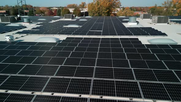 Drone Flight Fly Over Solar Panels Renewable Green Alternative Energy ...