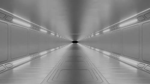 Seamless camera movement in a futuristic corridor. Vijay loop. Camera movement along the corridor of