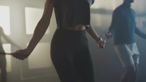 People skipping rope at gym