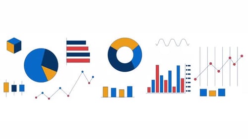 Animated Flat Design Business Data Chart Elements