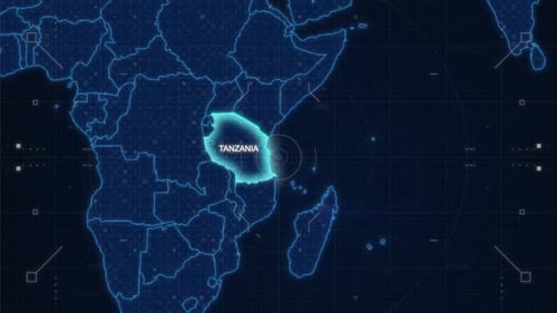 Global Digital Map with Futuristic HUD Pinpointing Location