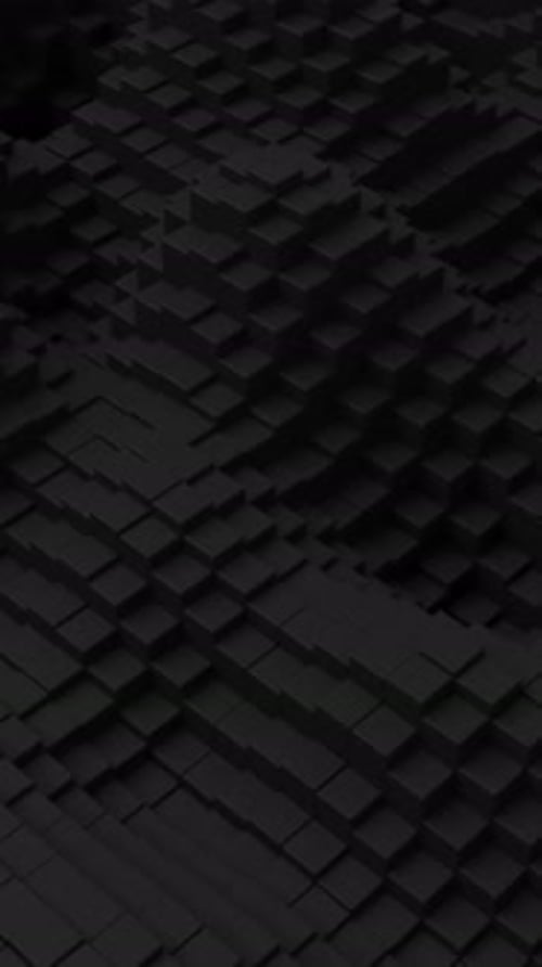 Ripples on Grid of Black Blocks Abstract Background Loop of Waves of Square Columns Voxel Noise