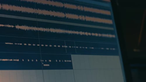 Ondas de audio en una pantalla de ordenador