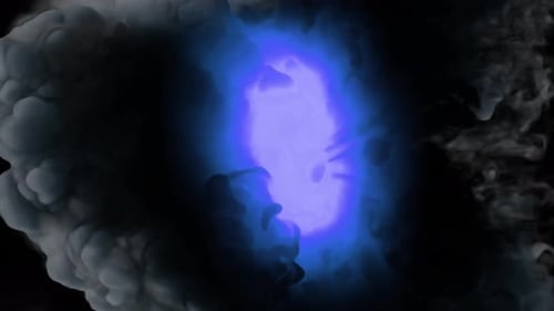 Mystical Blue Light Horizontal Movement and Dense Smoke Turbulence Seamless Loop