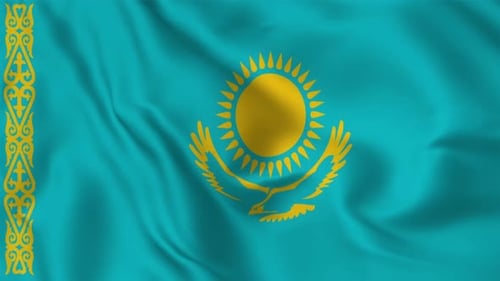 Kazakhstan National Flag Waving Loop Animation