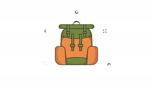 Looping Flat Design Backpack Animation for Travel Content