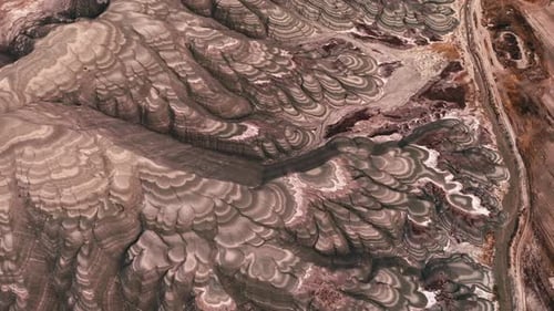 Aerial View of Layered Geological Formations