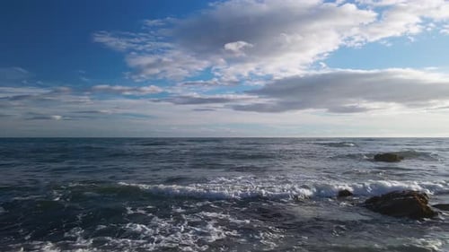 Aerial view of ocean waves near the sea