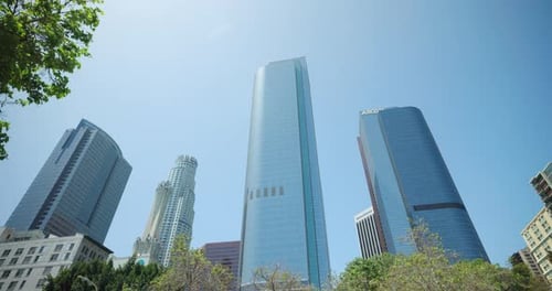 California Plaza towers with the US Bank Tower in the background, Downtown Los Angeles, USA