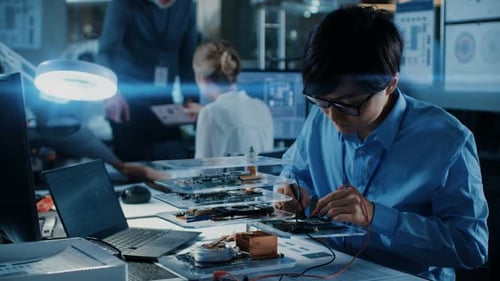 Team of Computer Engineers Work with Three Dimensional Printer, They've Created Unique Component. T