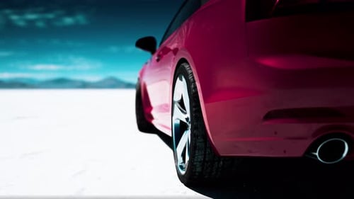 Close Up Detail of Sport Car in Salt Desert