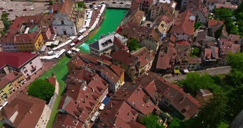 Aerial View of Annecy France Downtown View From Above One of the Most Picturesque and Visited Cities