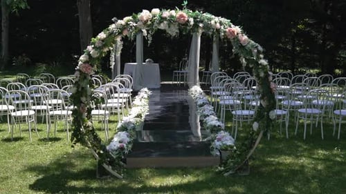 Elegant Wedding Ceremony Setup in a Garden