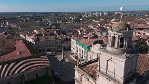 The Cityscape of Arles in an Aerial View Provence France