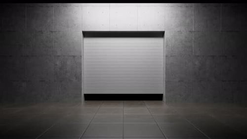Automatic garage door opening, revealing dark interior