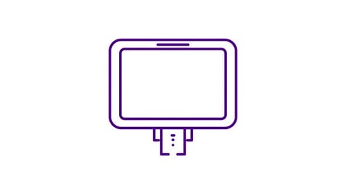 Animated Line Icon of a Tablet Kiosk with Receipt Slot