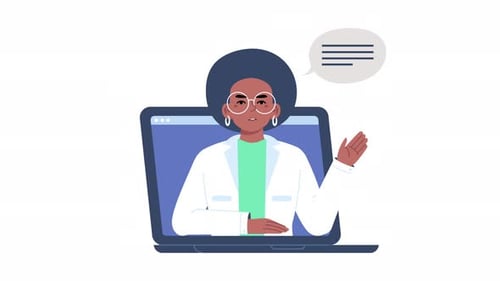 Animated Doctor on Laptop for Online Consultation