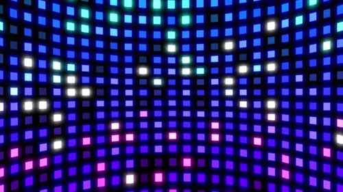 Pulsing Neon Square Grid Lights Abstract Background Loop