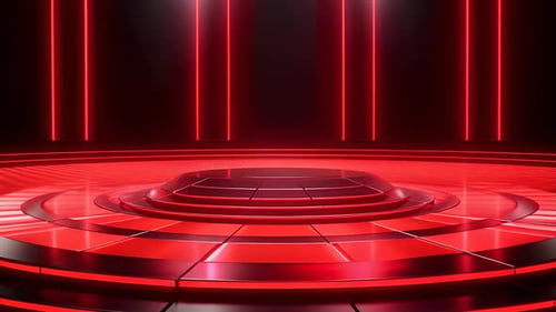 Futuristic Red Neon Light Virtual Studio Stage Background Animation