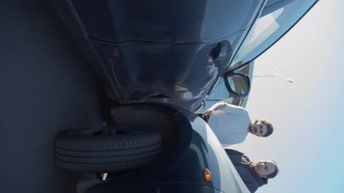 Men after Car Accident on City Street