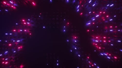 Futuristic Neon Glowing Strings Dark Backdrop Loop