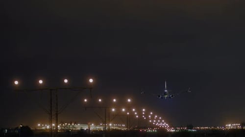 Airplane Landing at Night