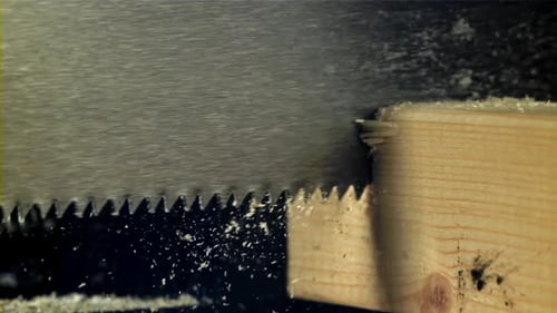 Sawing the Board Filmed on a Highspeed Camera at 1000 Fps